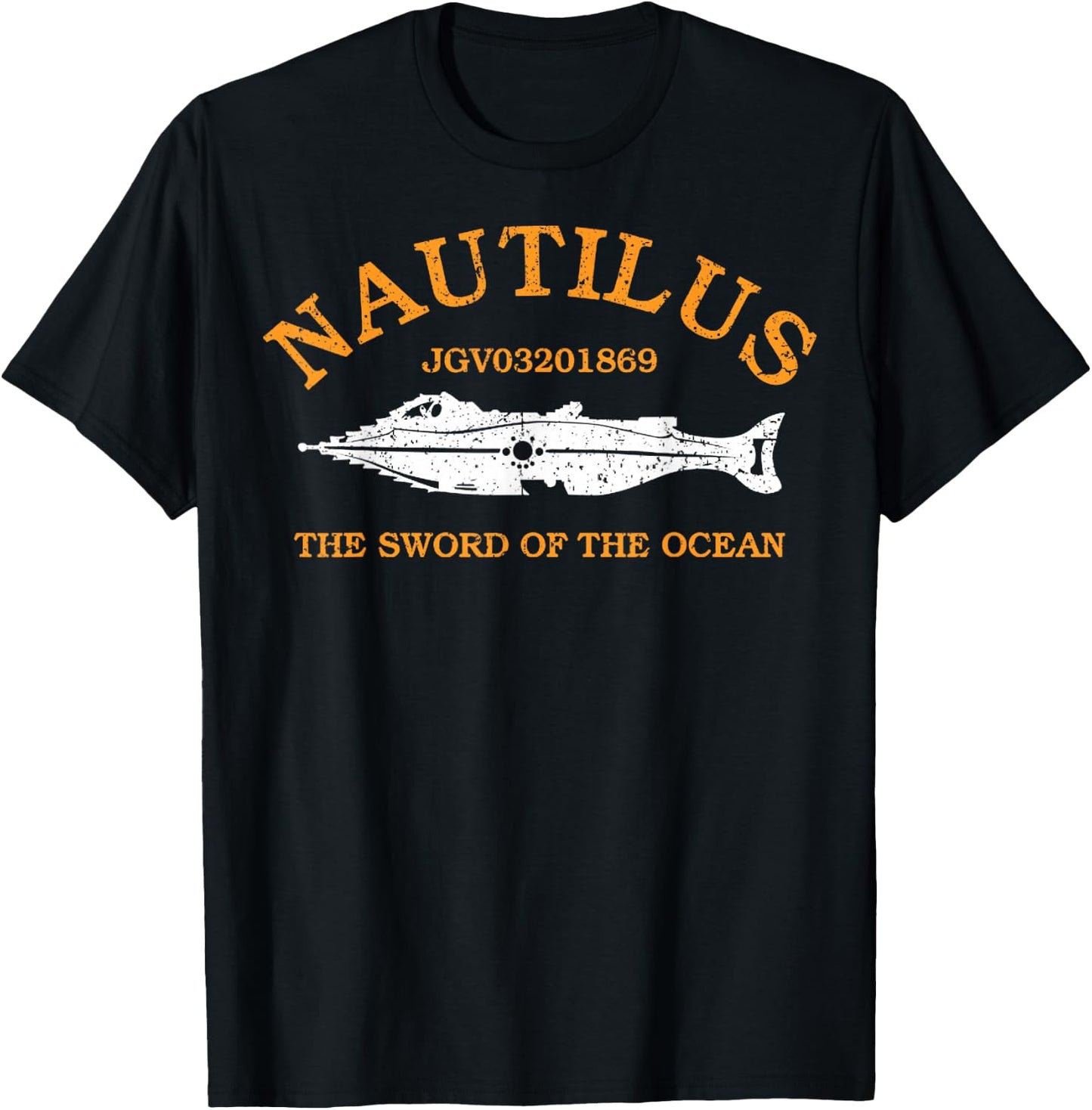Vintage The Nautilus Black Retro Animal Graphic , -Adults, Small, Short Sleeve, Classic Fit, Cotton 90% Polyester 10% T-Shirt - T-Shirt | Black