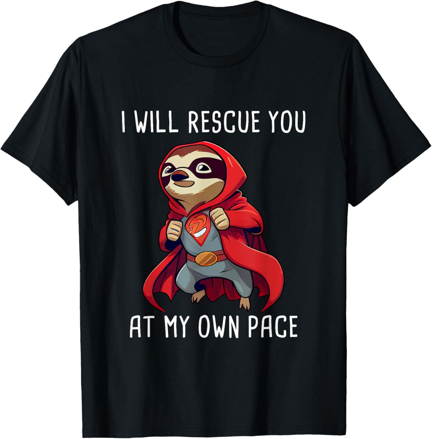Funny Sloth Superhero Sloth Super Hero Cape Sloth Lover T-Shirt - T-Shirt | Black