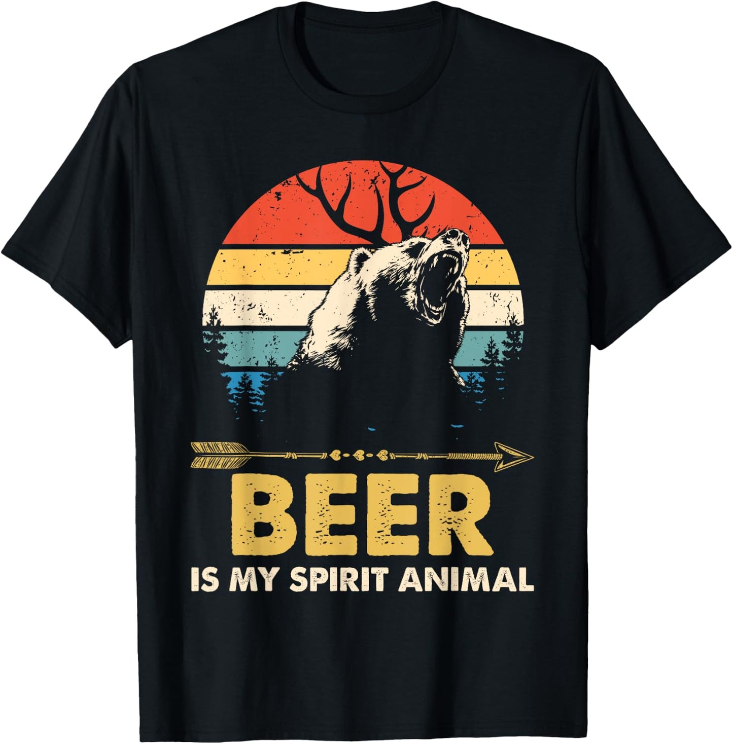 Beer Is My Spirit Animal Bear Deer Beer Gift T-Shirt - T-Shirt | Black