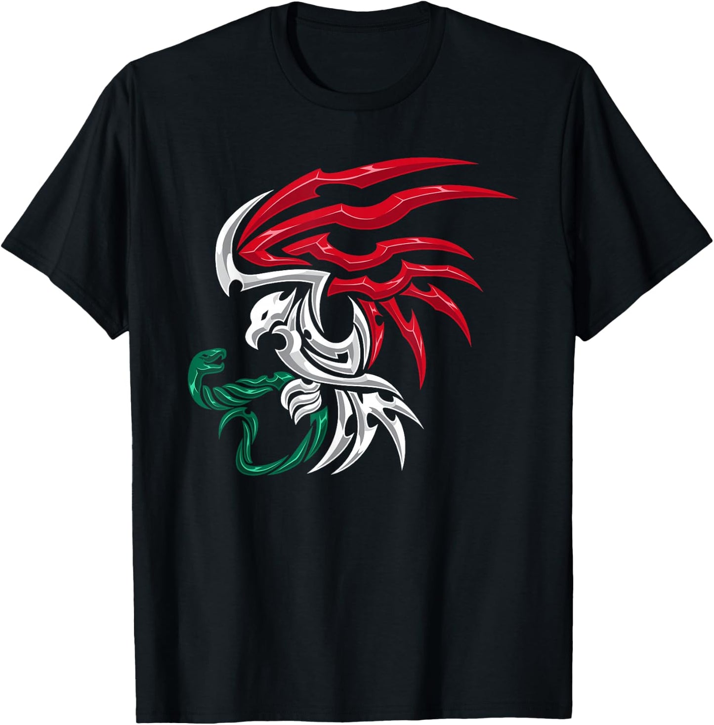 Mexico Flag - Mexican Coat of Arms Tribal Style T-Shirt - T-Shirt | Black
