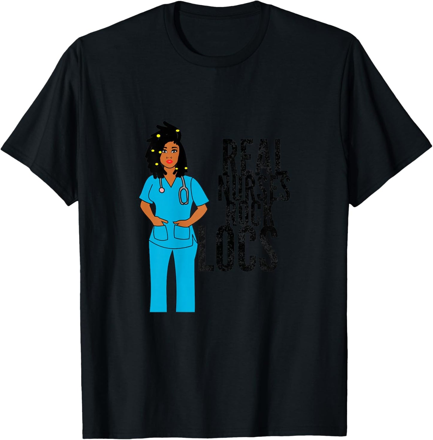 Black African American Nurse natural hair locs dreadlocks T-Shirt - T-Shirt | Black