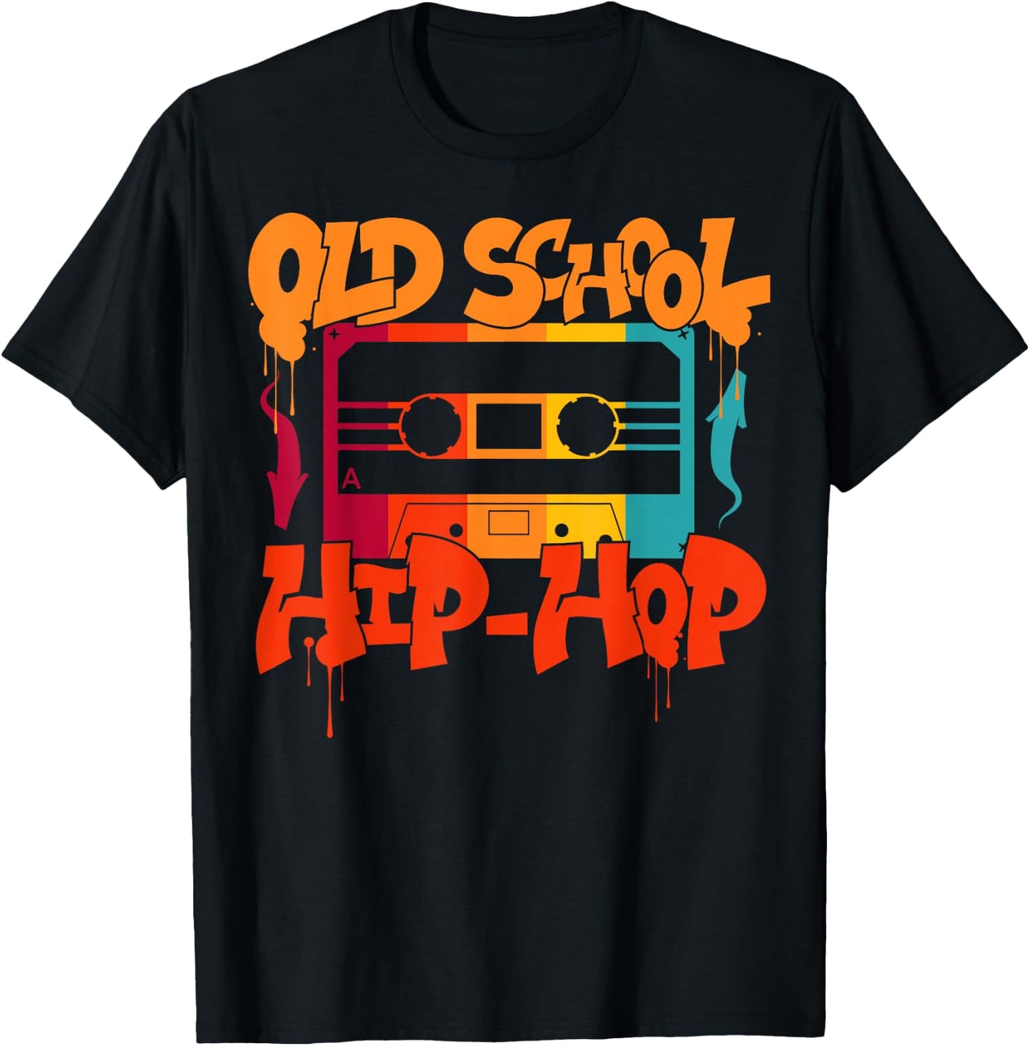 Retro Old School Hip Hop 80s 90s Graffiti Cassette T-Shirt - T-Shirt | Black