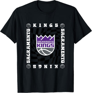NBA Sacramento Kings Retro Checkerboard Wave T-Shirt - T-Shirt | Black