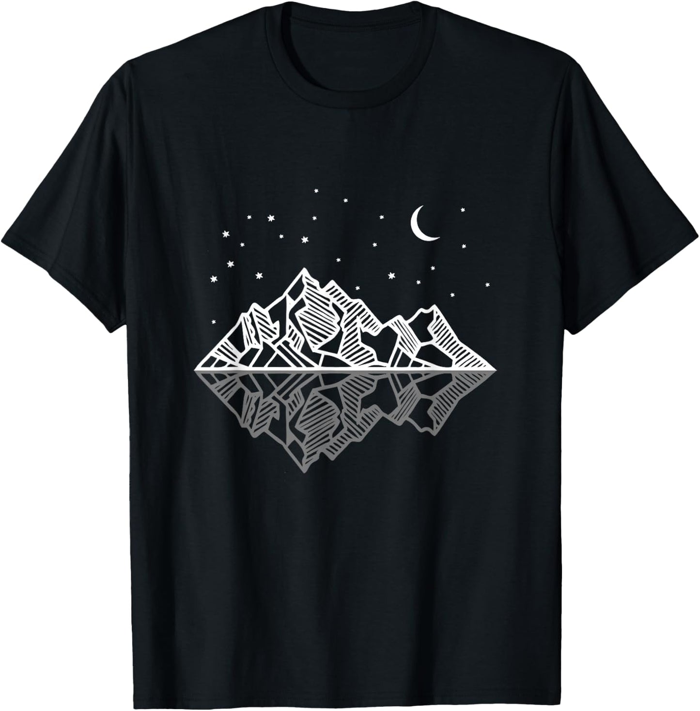 Minimal mountains geometry outdoor and nature lover T-Shirt - T-Shirt | Black