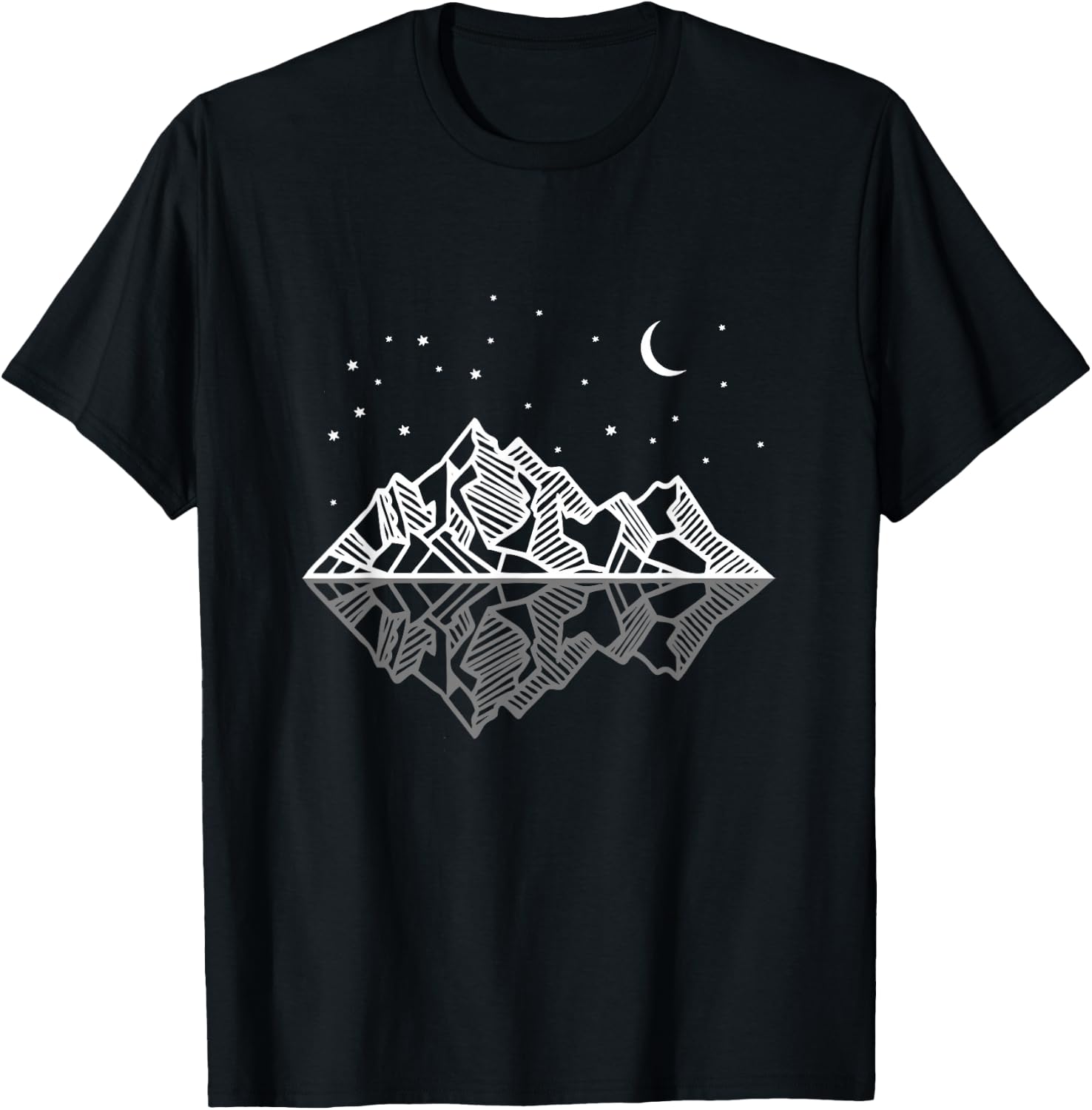 Minimal mountains geometry outdoor and nature lover T-Shirt - T-Shirt | Black