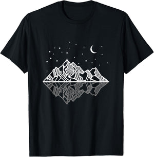 Minimal mountains geometry outdoor and nature lover T-Shirt - T-Shirt | Black