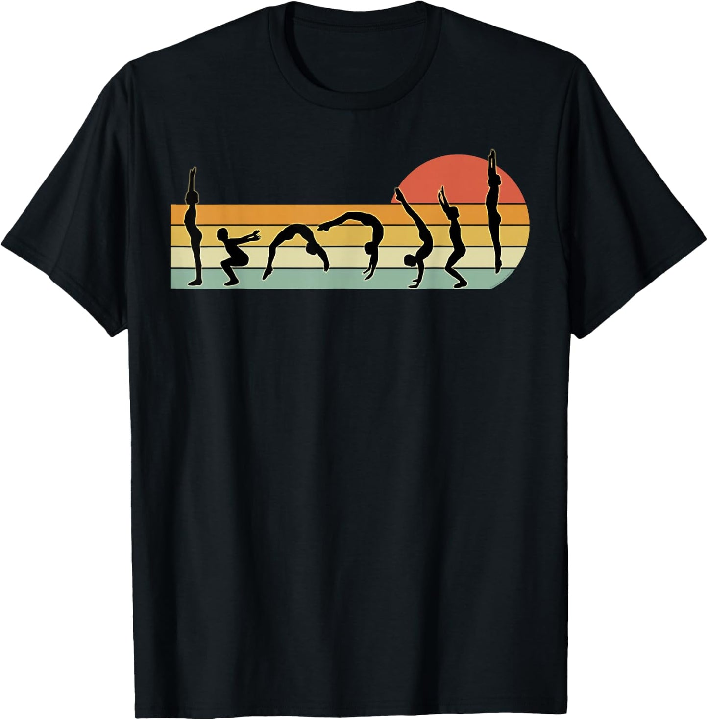 Cool Gymnasts Retro Sunset Girls Gymnastics T-Shirt - T-Shirt | Black
