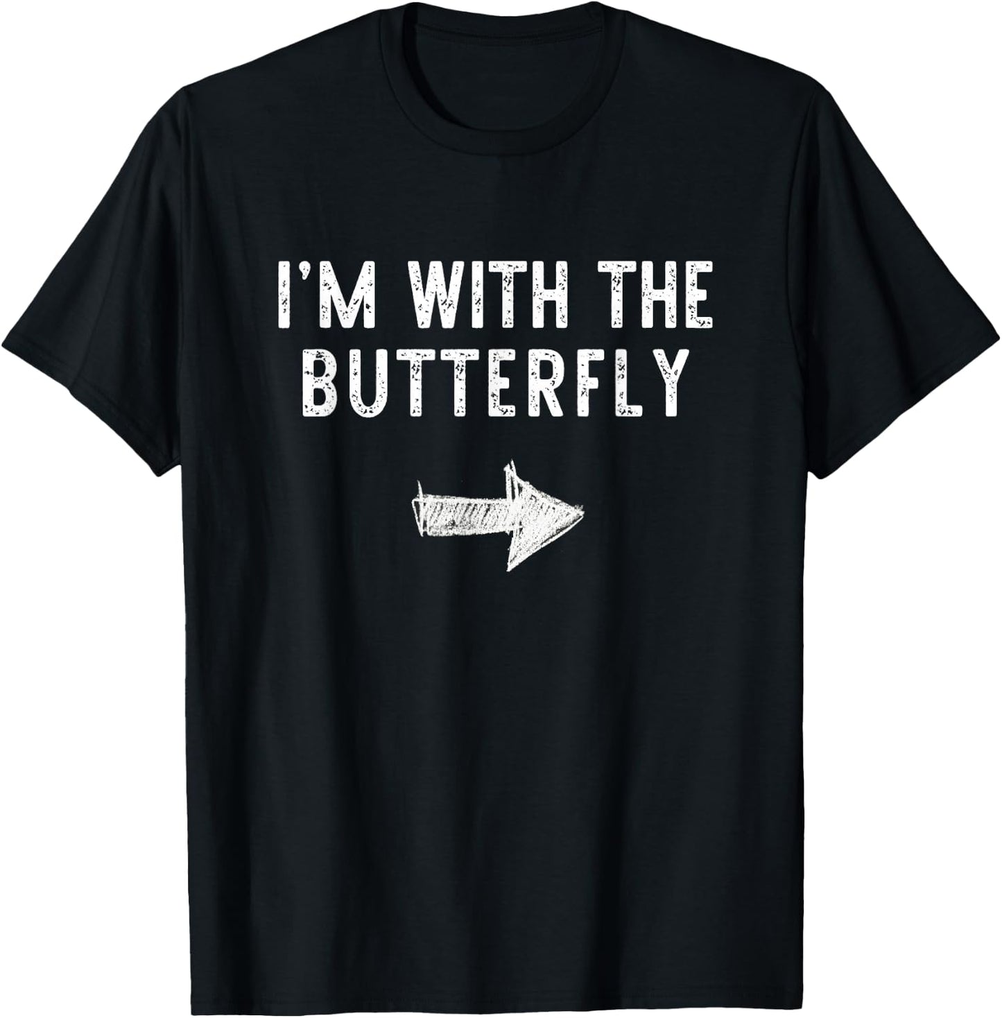 I’m With The Butterfly Halloween Couple Costume Butter-Fly T-Shirt - T-Shirt | Black