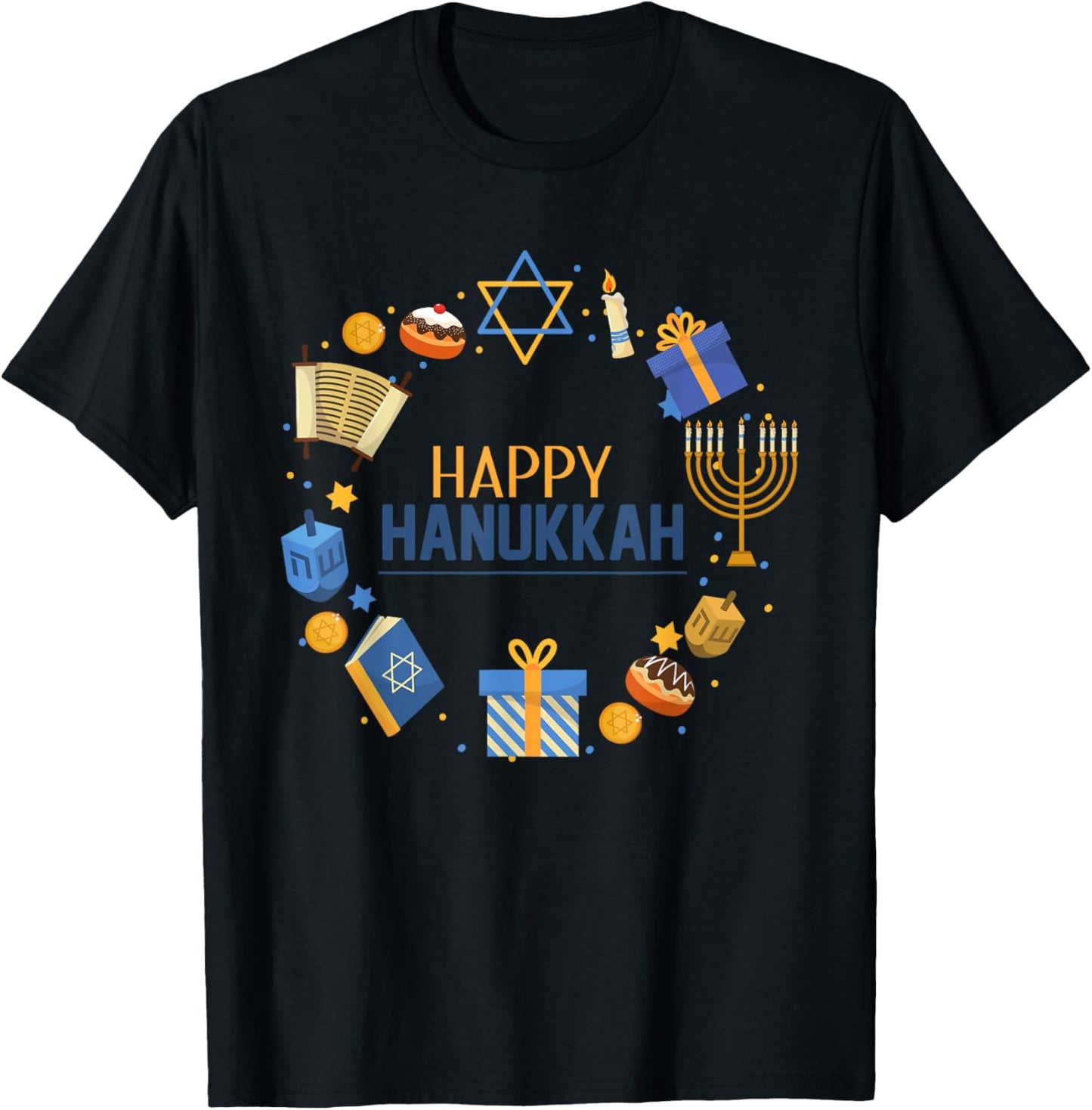Happy Hanukkah T-Shirt - T-Shirt | Black