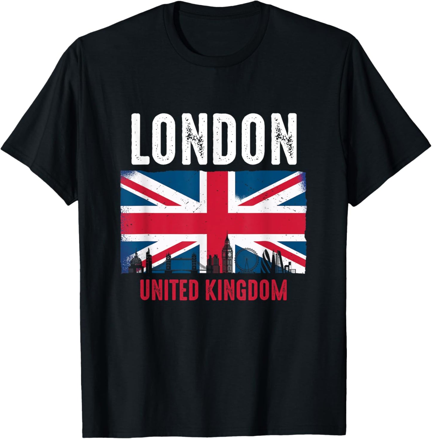 London England United Kingdom Flag Vintage UK British City T-Shirt - T-Shirt | Black
