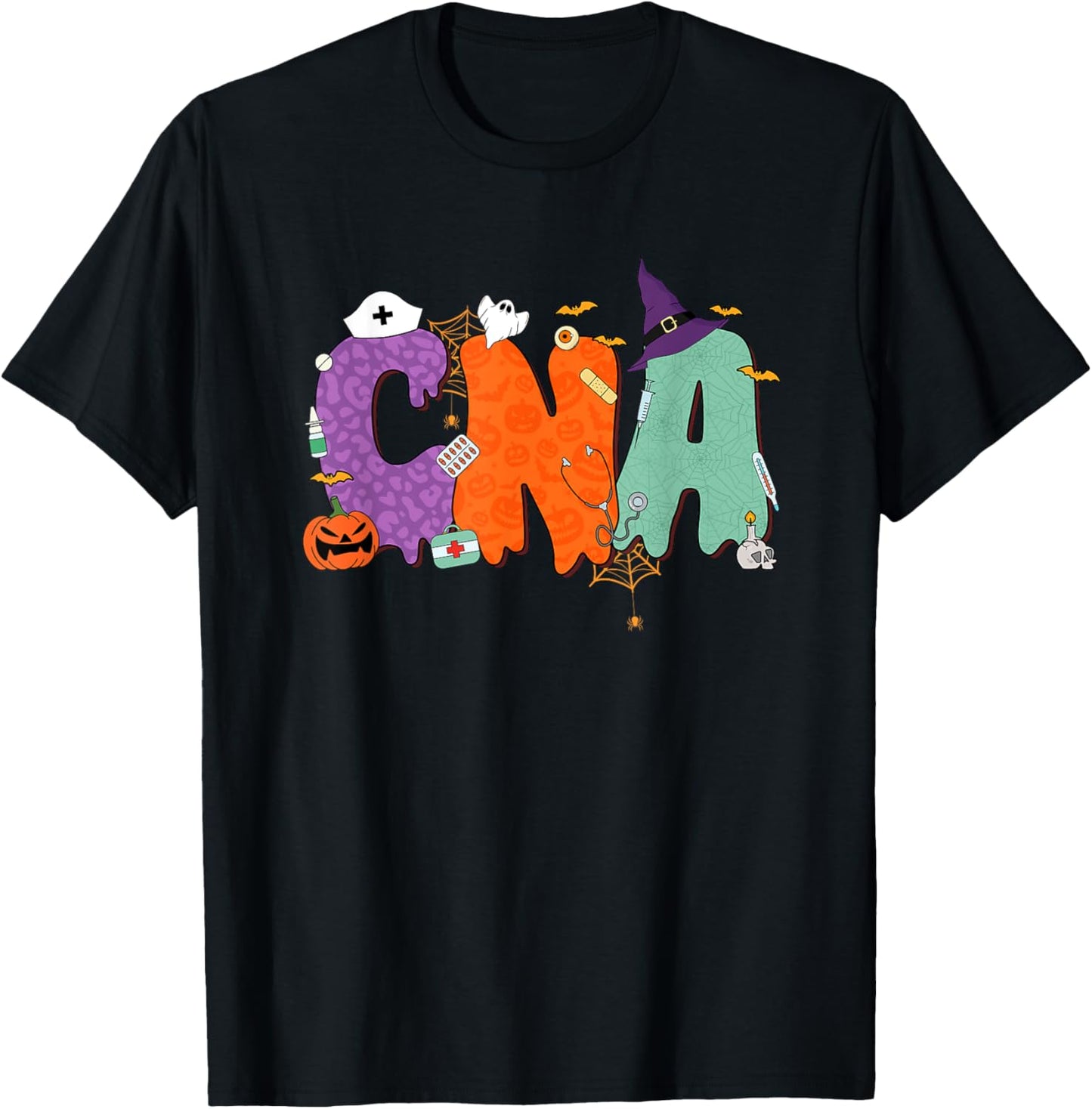 Halloween CNA Certified Nurse Assistant Nursing Aide Staff T-Shirt - T-Shirt | Black