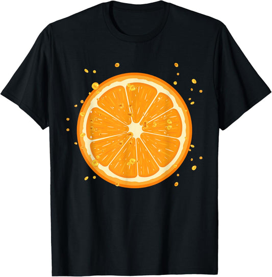Orange Slice Fruit Costume Cute Orange Fruit Sliced Funny T-Shirt - T-Shirt | Black