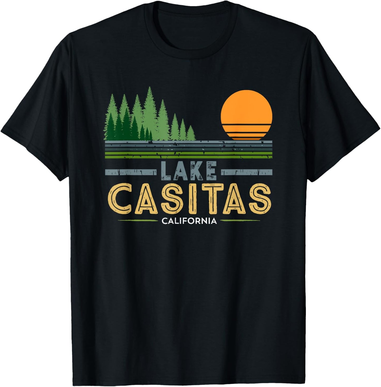 Vintage Lake Casitas California T-Shirt - T-Shirt | Black