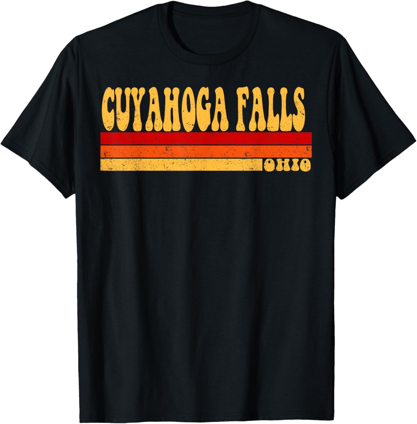 CUYAHOGA FALLS Ohio City Vintage Roots Retro Design 70s 80s T-Shirt - T-Shirt | Black