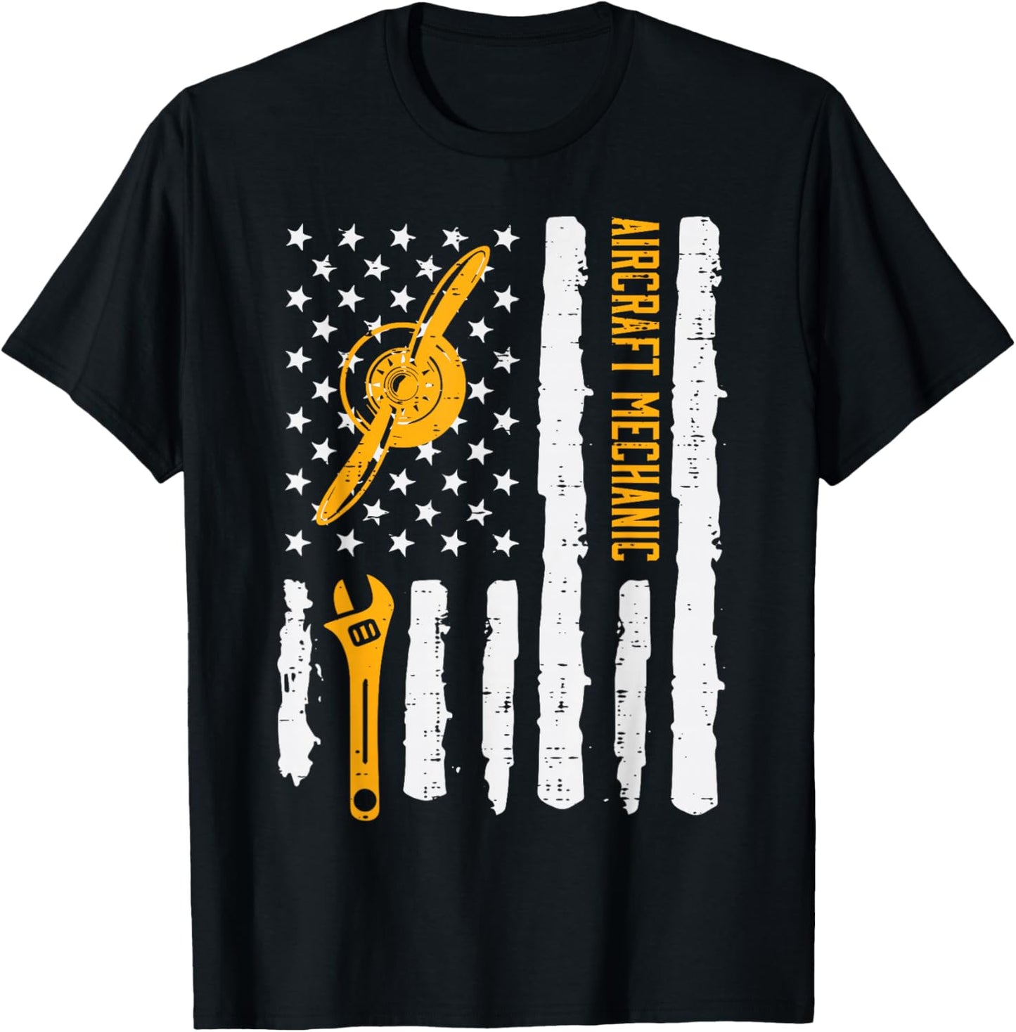 Aircraft Mechanic US Flag 4th Of July Patriot Men Women Kids T-Shirt - T-Shirt | Black