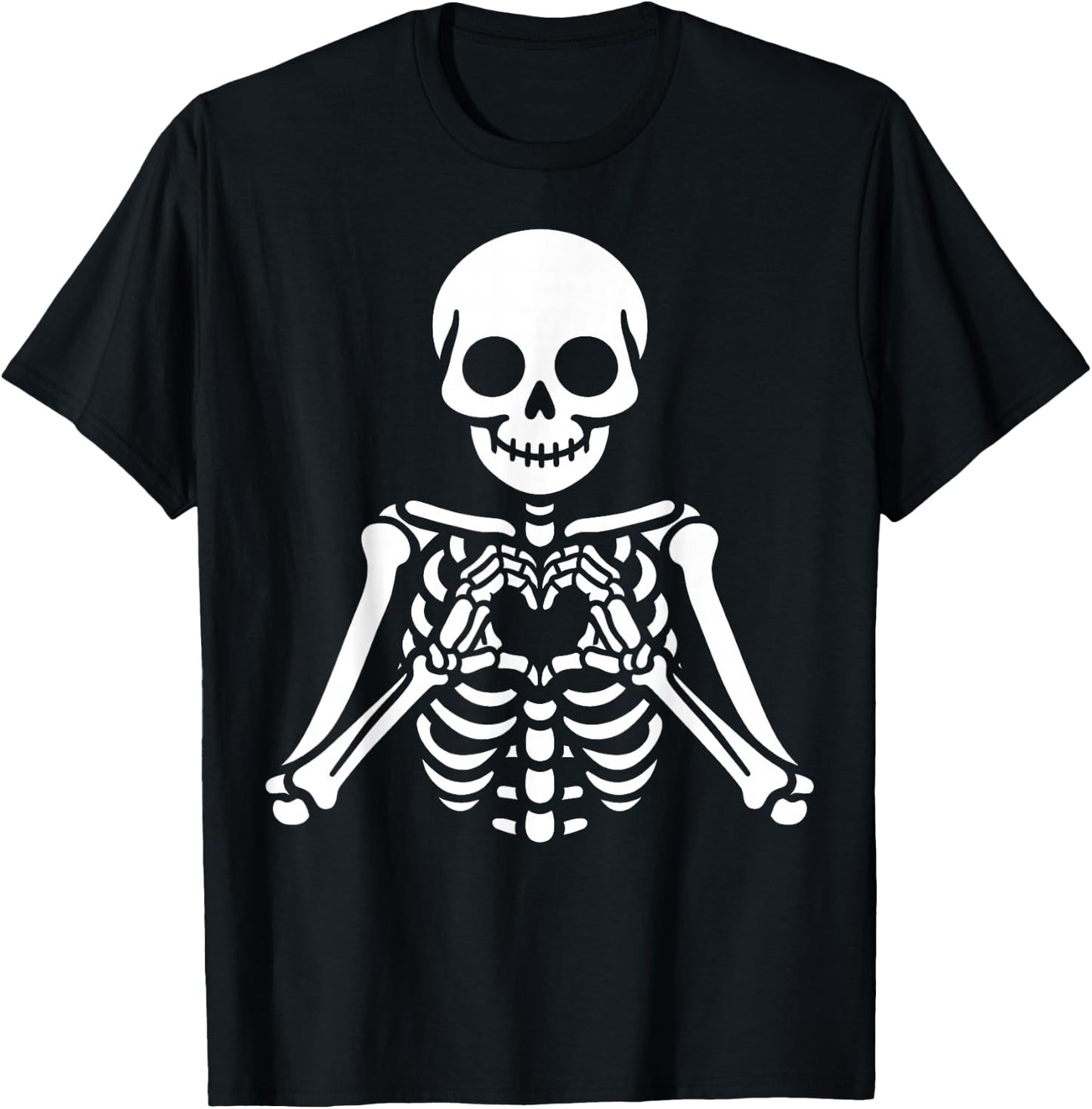 Skeleton Hands Heart Sign Retro Halloween Skeleton Hand Sign T-Shirt - T-Shirt | Black