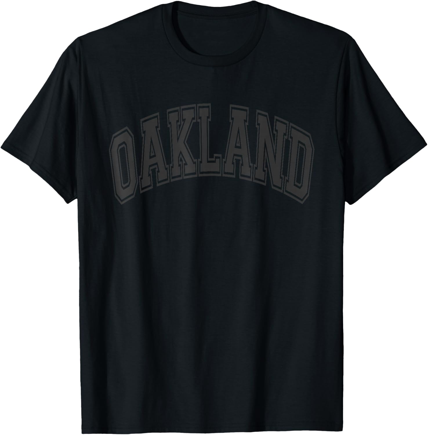Oakland Arched Style Black Text and Outline T-Shirt - T-Shirt | Black