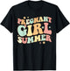 Groovy Pregnancy Reveal Pregnant Girl Summer Baby Shower T-Shirt - T-Shirt | Black