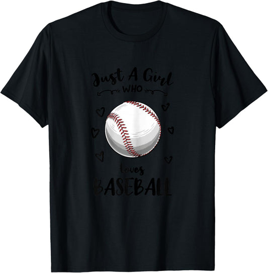 Just A Girl Who Loves Baseball T-Shirt - T-Shirt | Black