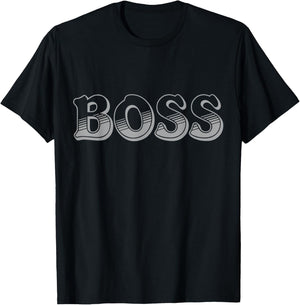 Shirt That Says Boss Text Costume Gift Women Men Kid T-Shirt - T-Shirt | Black