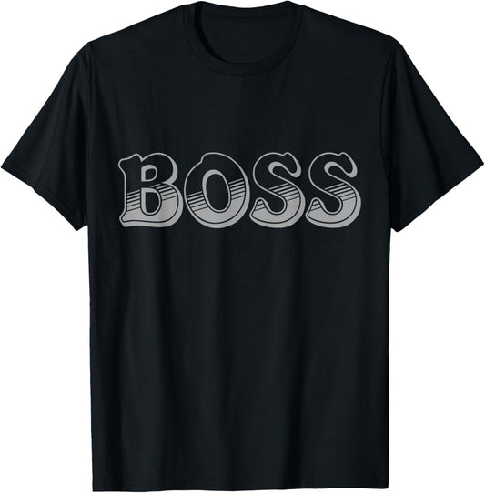 Shirt That Says Boss Text Costume Gift Women Men Kid T-Shirt - T-Shirt | Black