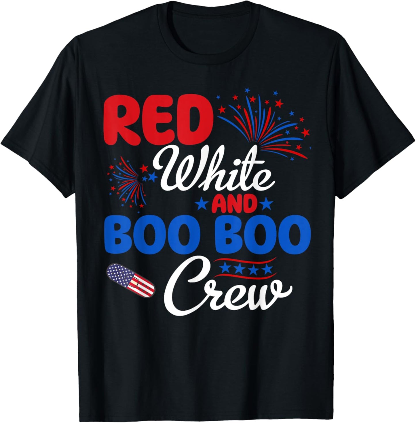 Red White And Boo Boo Crew 4th Of July Nurse Nursing Men T-Shirt - T-Shirt | Black