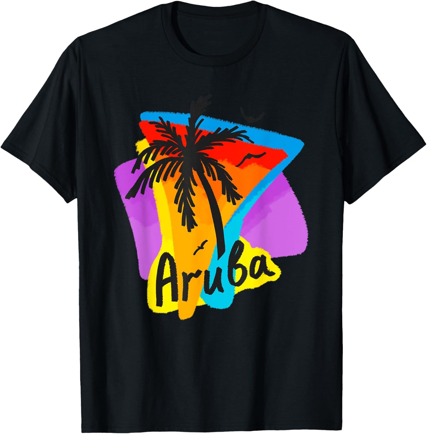 Aruba Palm Bird T-Shirt - T-Shirt | Black
