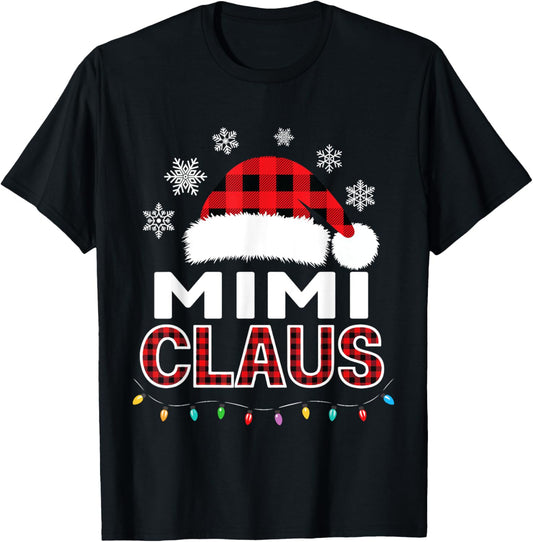 Mimi Claus Christmas Lights Santa Pajama Family Matching T-Shirt - T-Shirt | Black