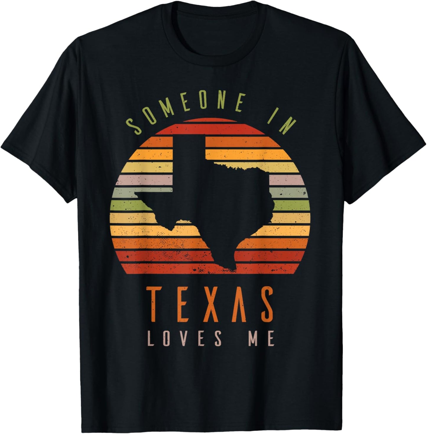 Someone In Texas Loves Me Vintage State Retro T-Shirt - T-Shirt | Black