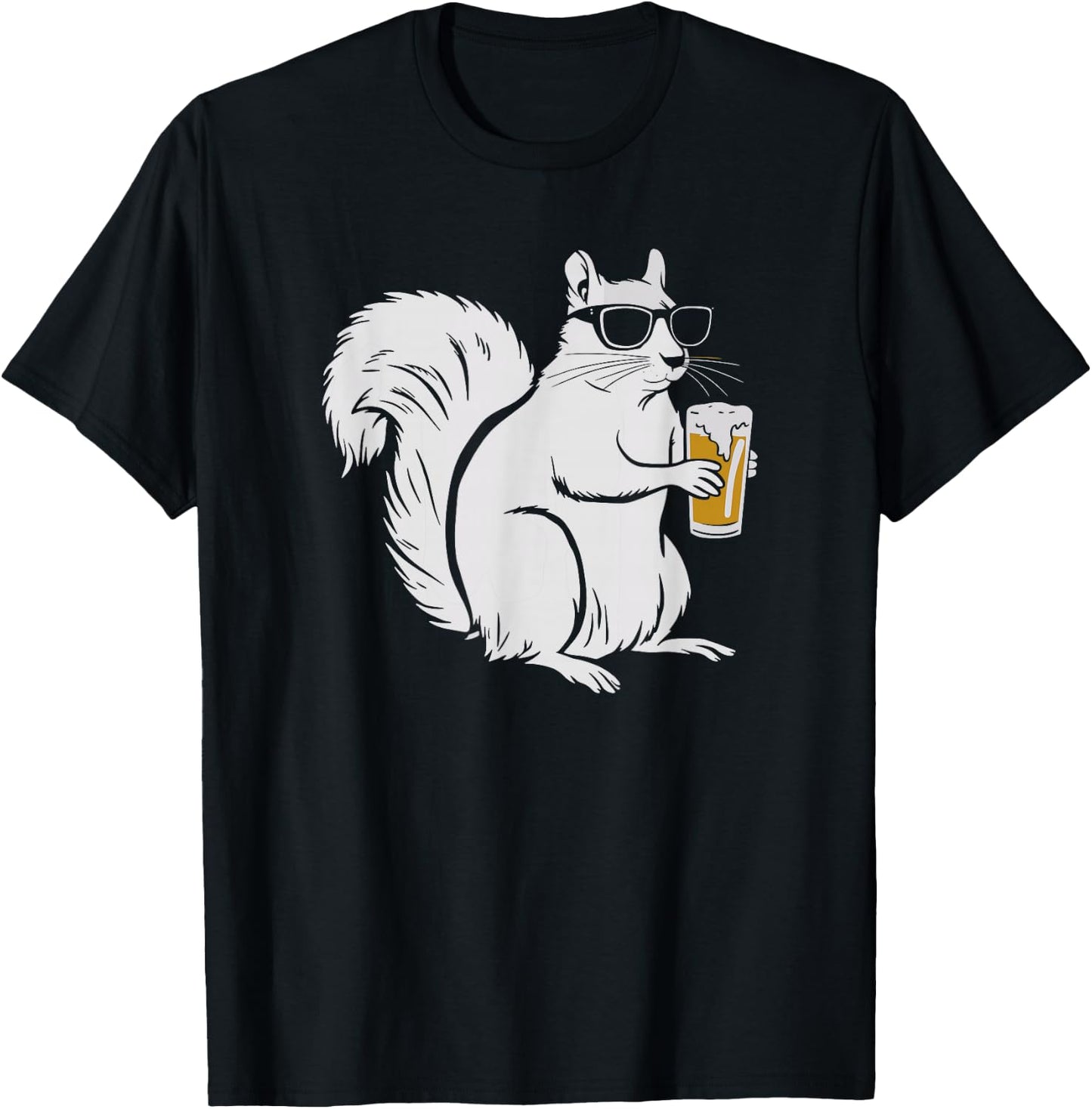 Cool Sunglasses Squirrel Beer Drinking Squirrel T-Shirt - T-Shirt | Black