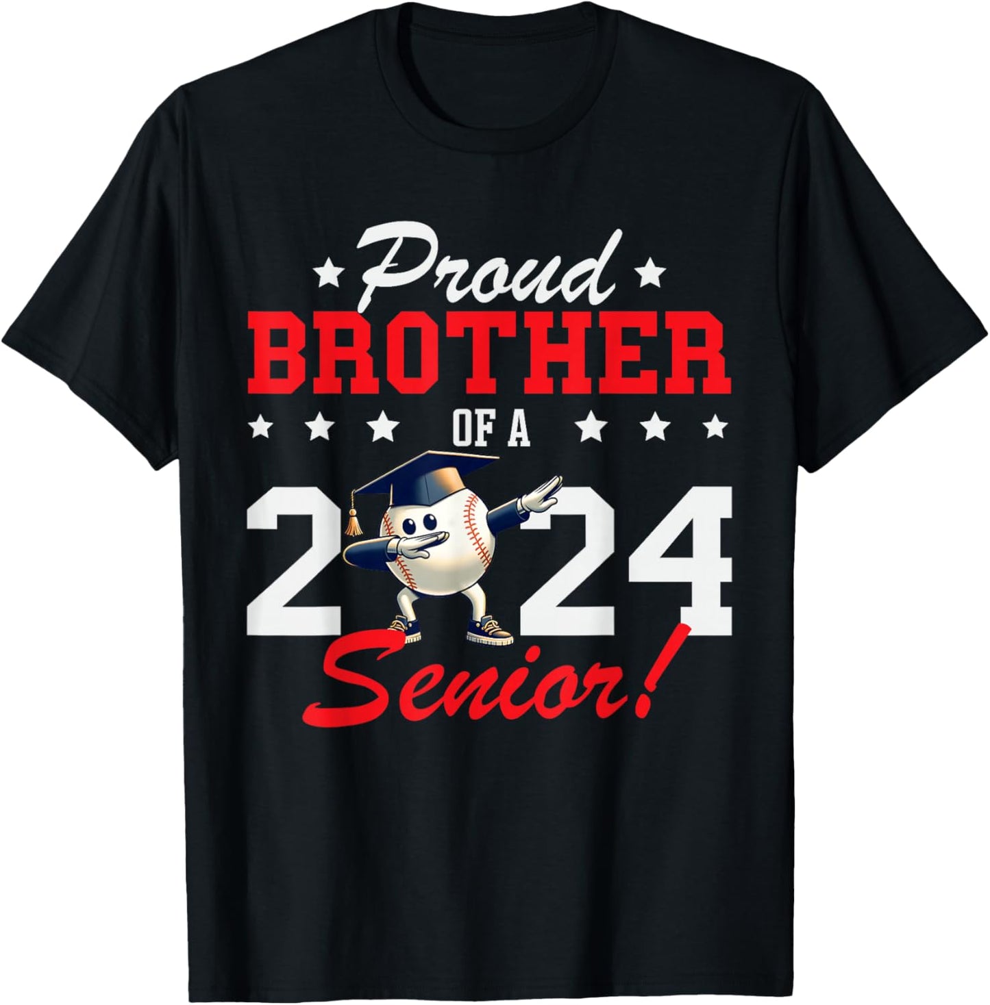Graduation Proud Brother Of A 2024 Senior Baseball Player T-Shirt - T-Shirt | Black