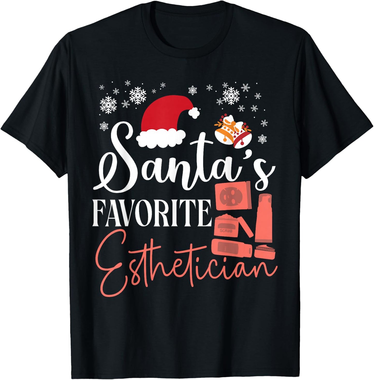 Cute Licensed Esthetician Skincare Beautician Christmas T-Shirt - T-Shirt | Black