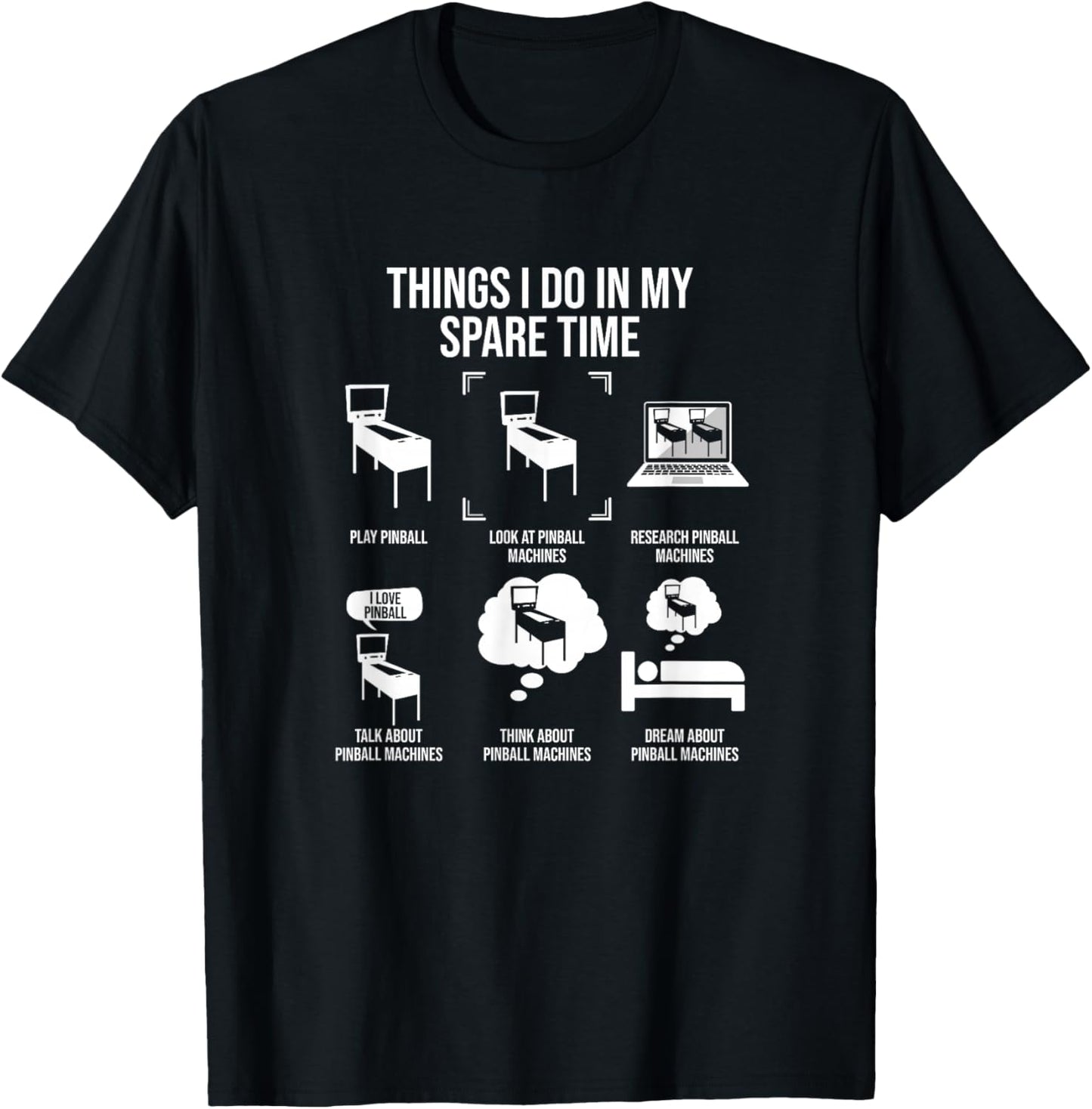 Things I Do In My Spare Time, Pinball Gamer T-Shirt - T-Shirt | Black