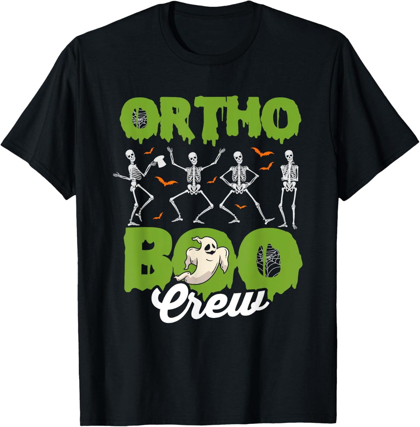 Ortho Squad Spooky Ortho Orthopedic Halloween Boo Crew T-Shirt - T-Shirt | Black