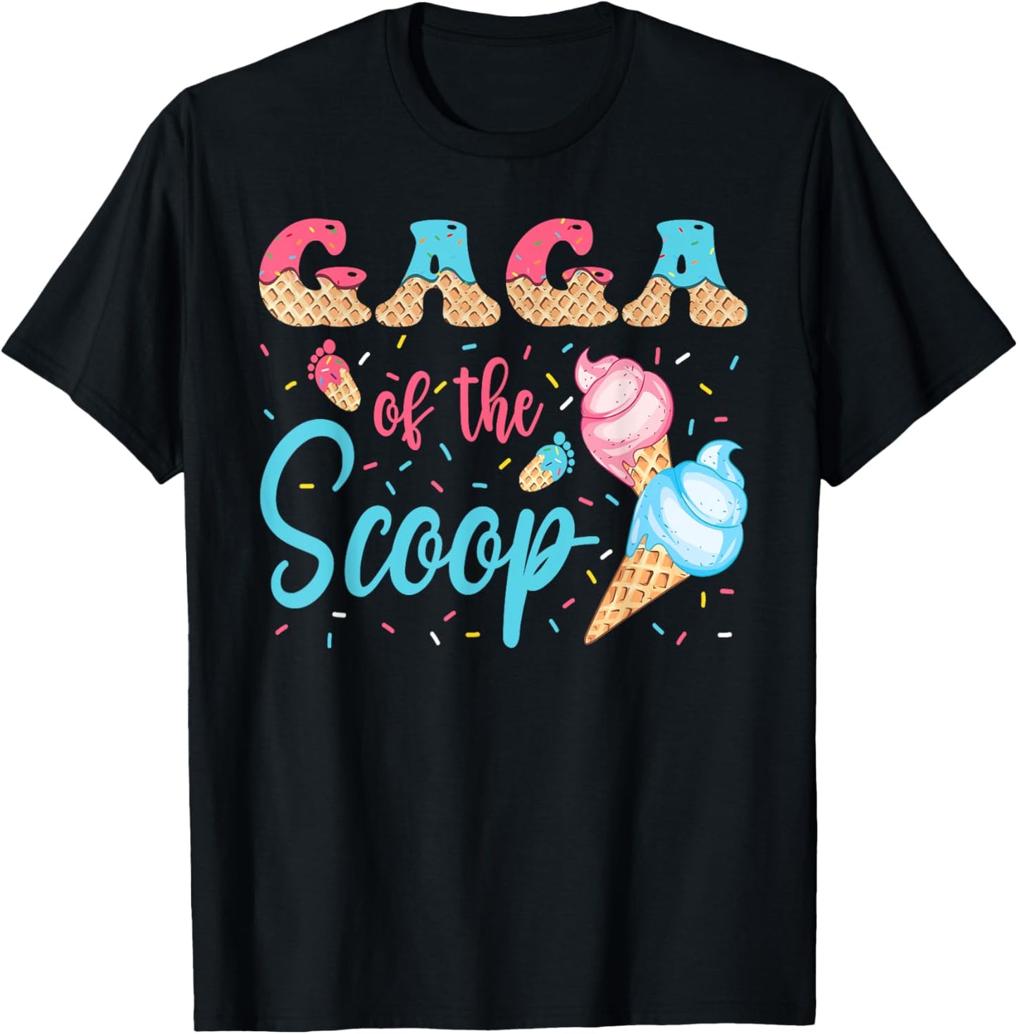 Gaga Of The Scoop Ice Cream Gender Reveal Baby Shower T-Shirt - T-Shirt | Black