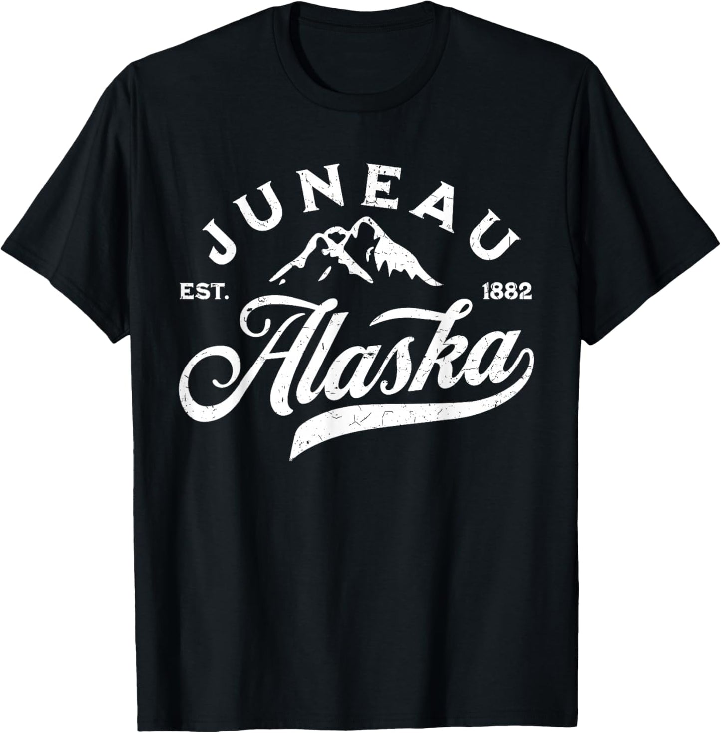 Vintage Juneau Alaska AK Mountains Family Vacation Souvenir T-Shirt - T-Shirt | Black