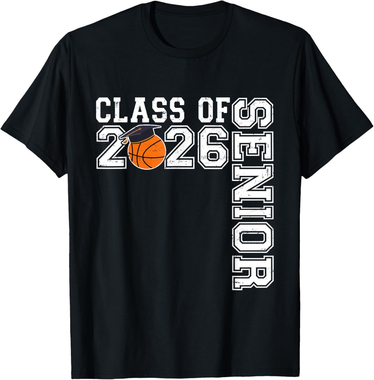 Graduate Senior Class of 2026 Basketball Player Graduation T-Shirt - T-Shirt | Black