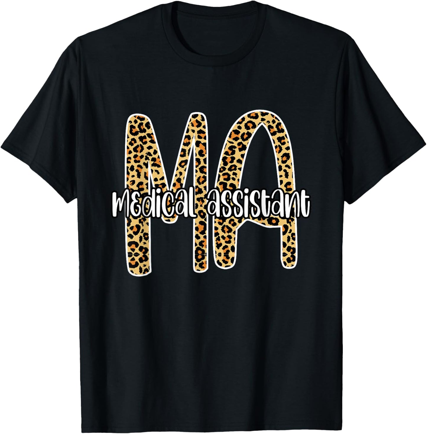 MA medical assistant , Leopard plaid Clinical nurse Gift T-Shirt - T-Shirt | Black