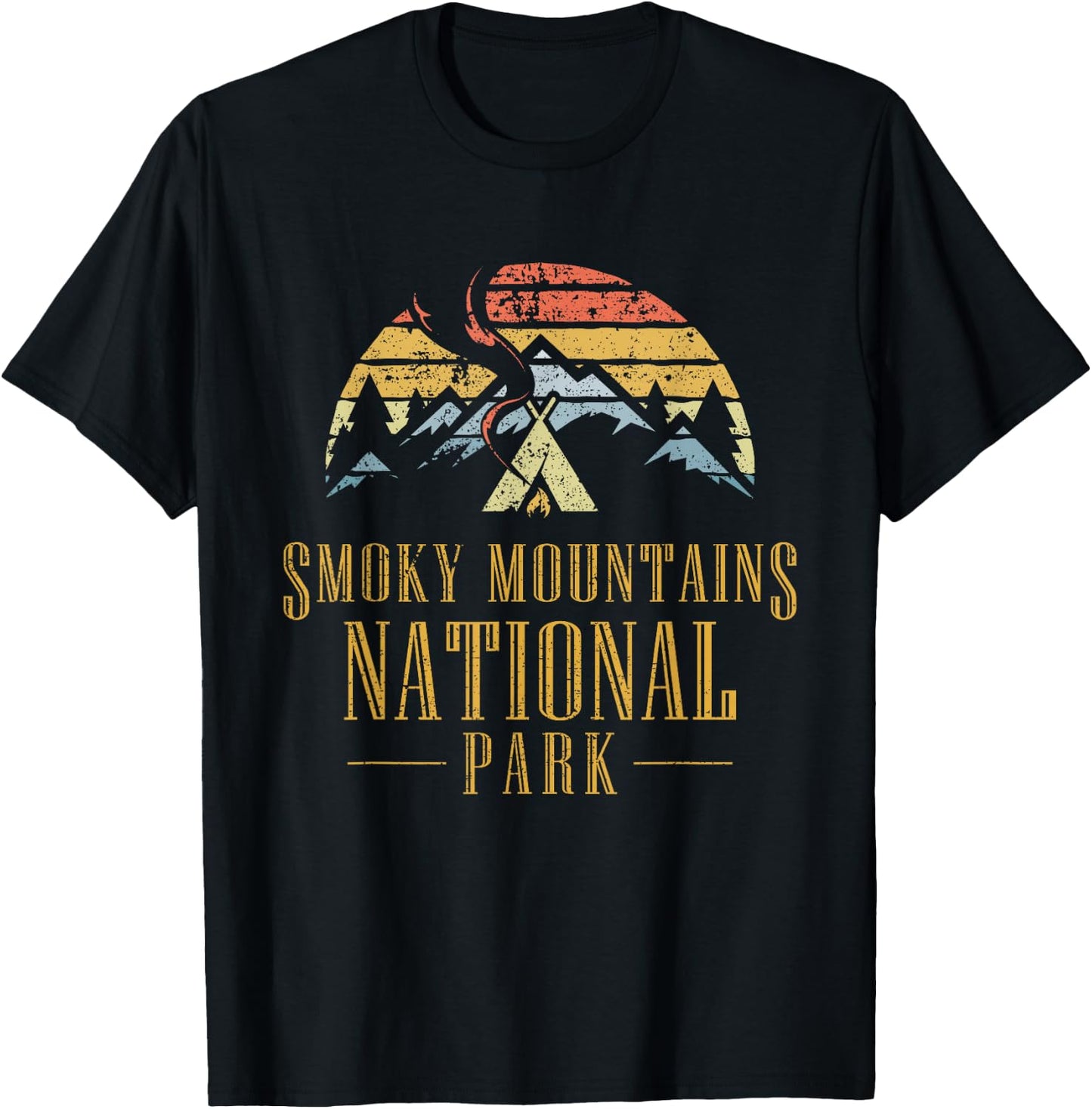Great Smoky Mountains National Park Camping Hiking T Shirt T-Shirt - T-Shirt | Black