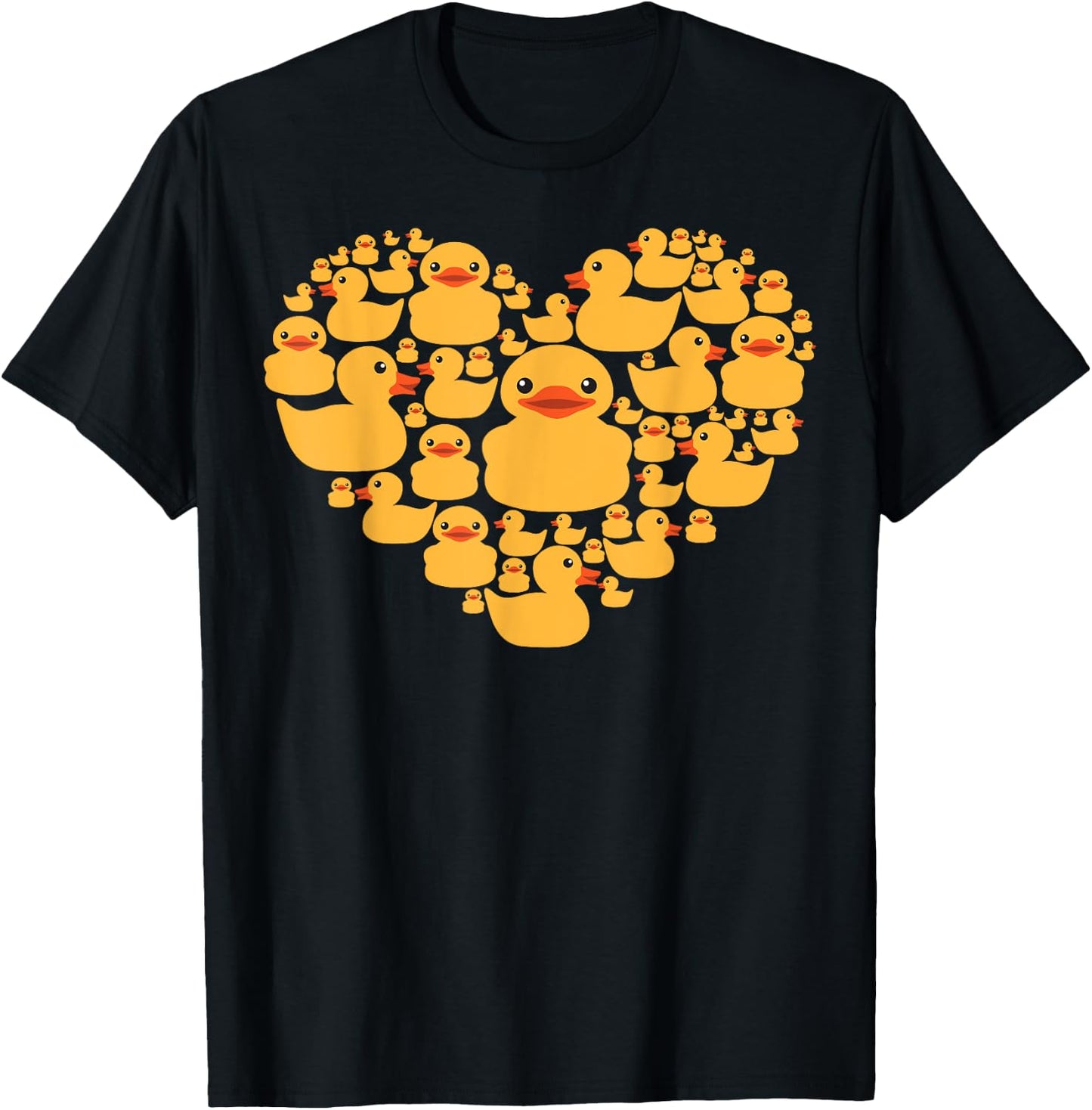 Funny Rubber Duck Gift Women Cool Rubber Ducks Heart T-Shirt - T-Shirt | Black