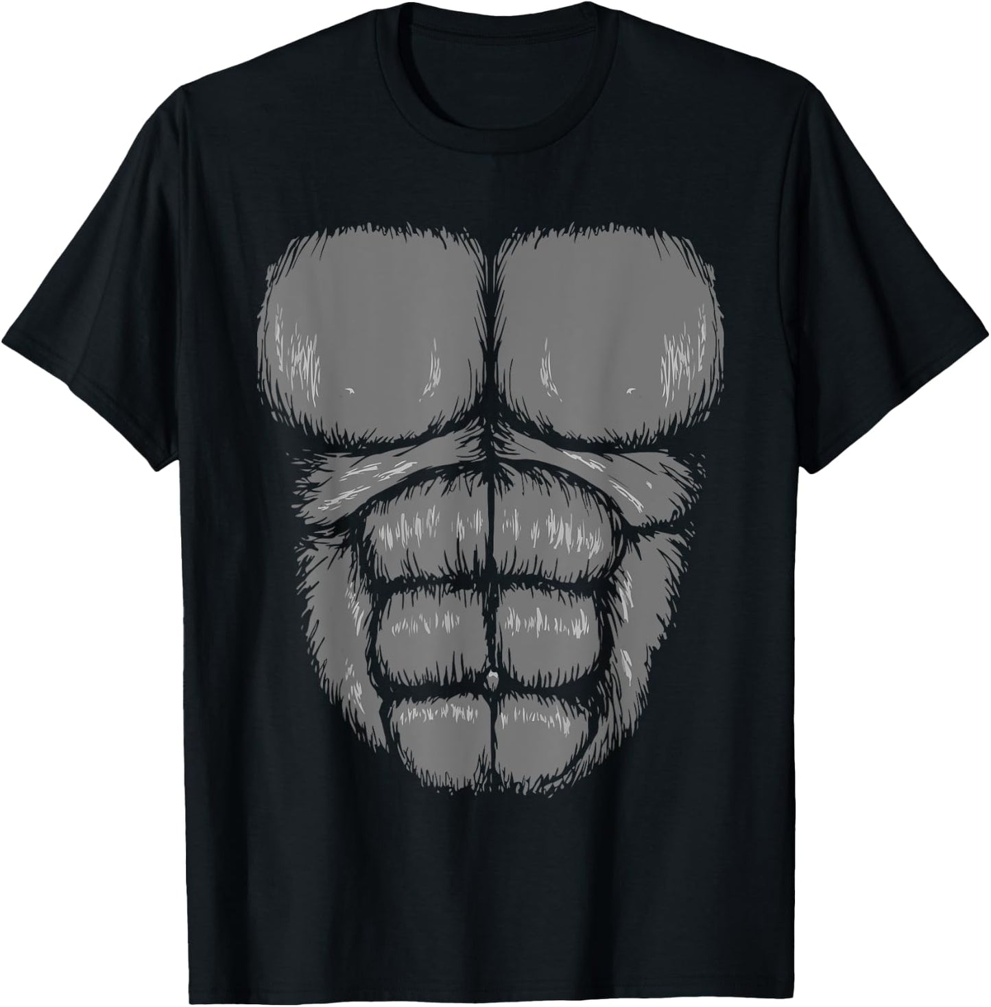 Halloween Funny Gorilla Monkey Belly Chest Costume T-Shirt - T-Shirt | Black