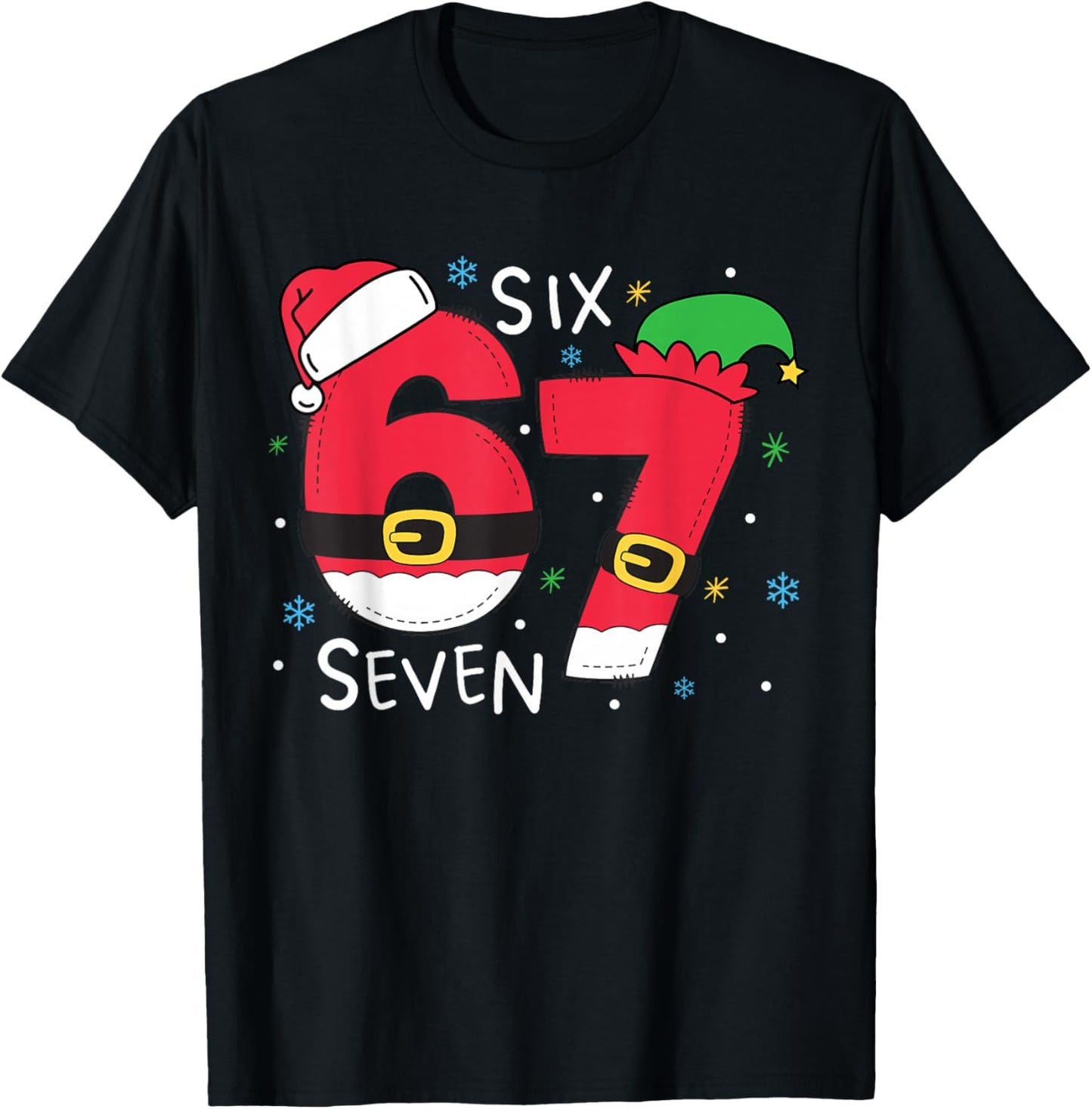 67 Meme Six Seven Christmas Kids Women Men Boys Girls T-Shirt - T-Shirt | Black