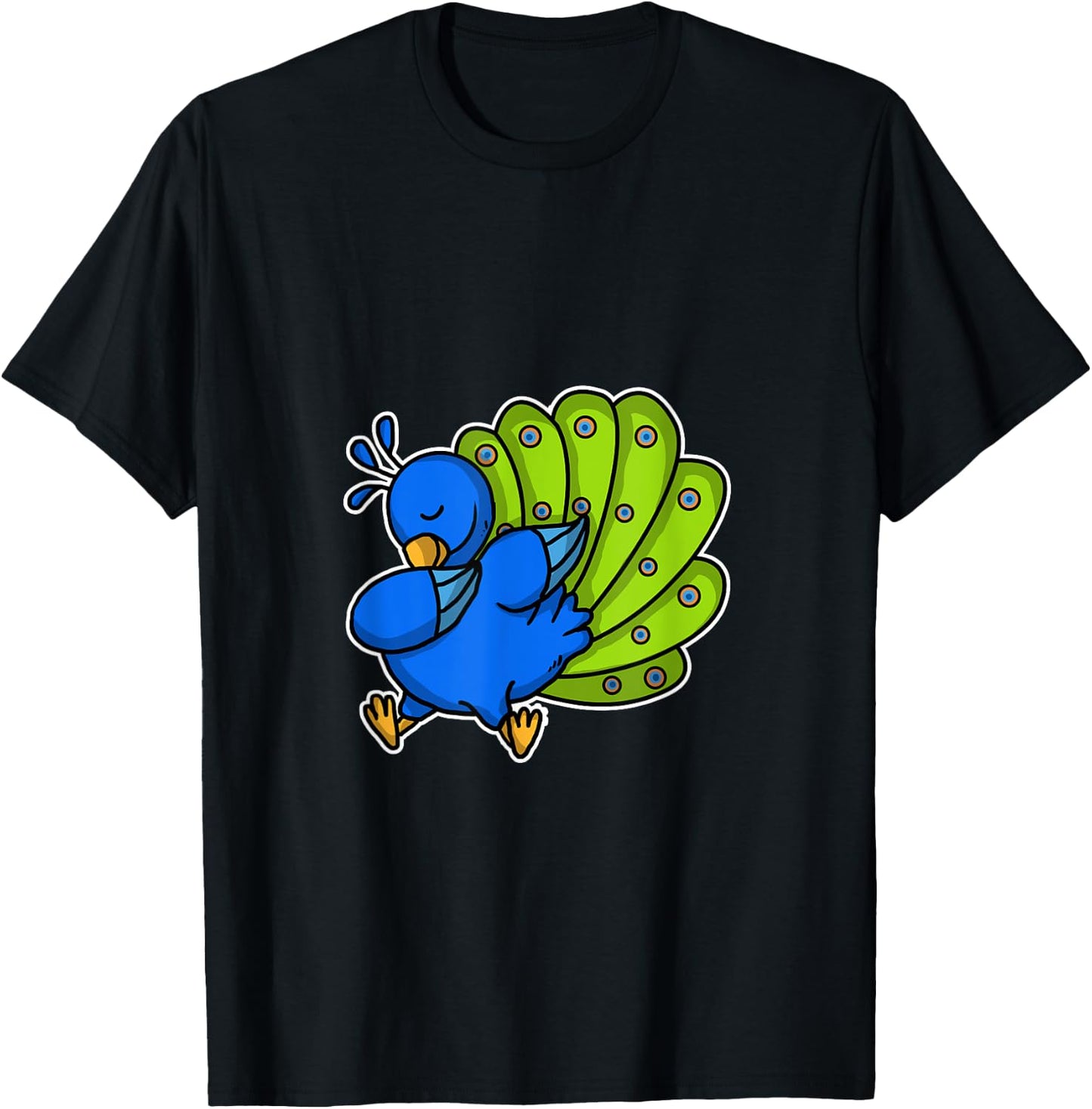 Funny Dabbing Peacock Gift Colourful Bird Dab Dance T-Shirt - T-Shirt | Black