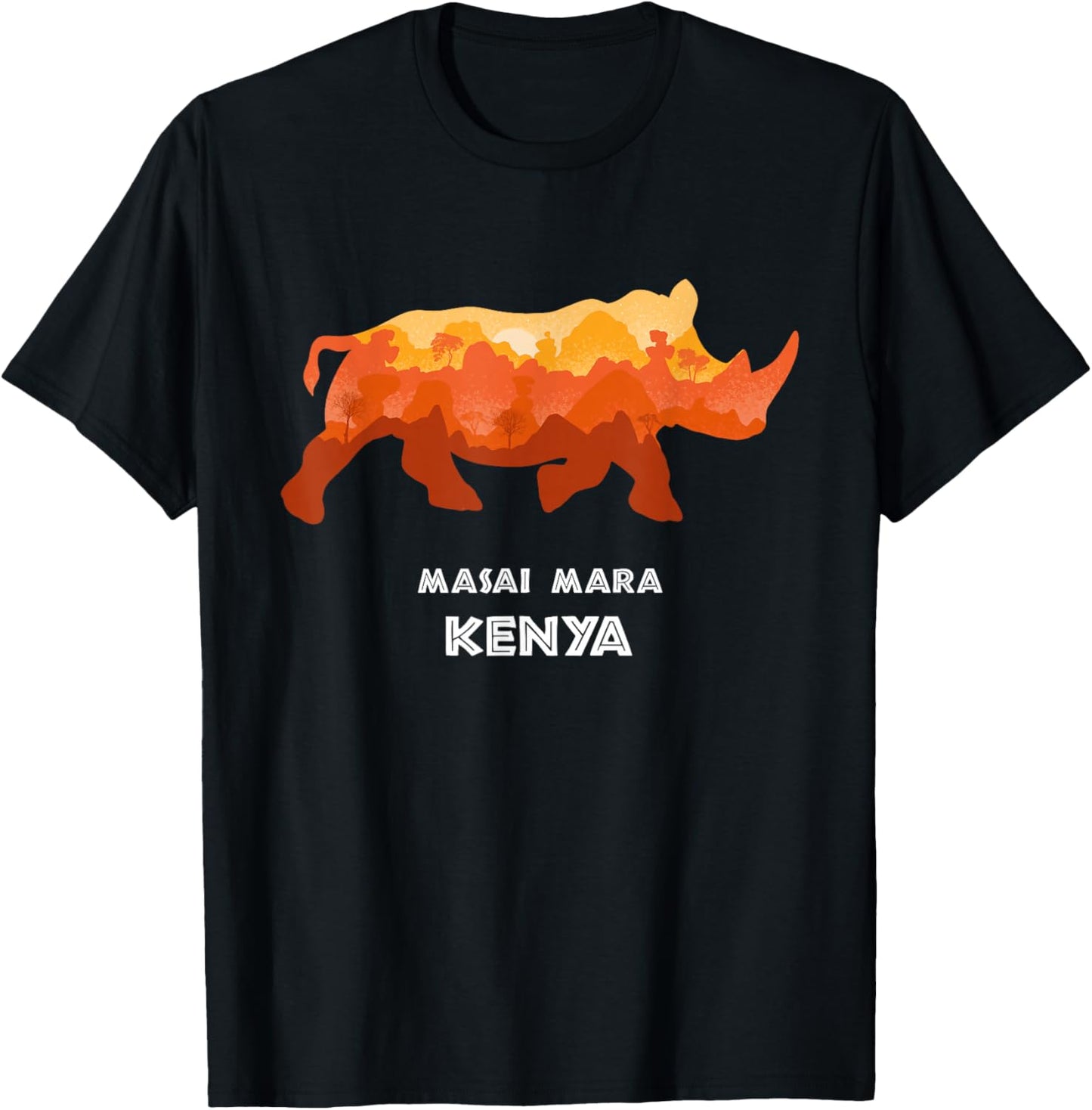 Masai Mara, Kenya Safari National Park Game Reserve Rhino T-Shirt - T-Shirt | Black