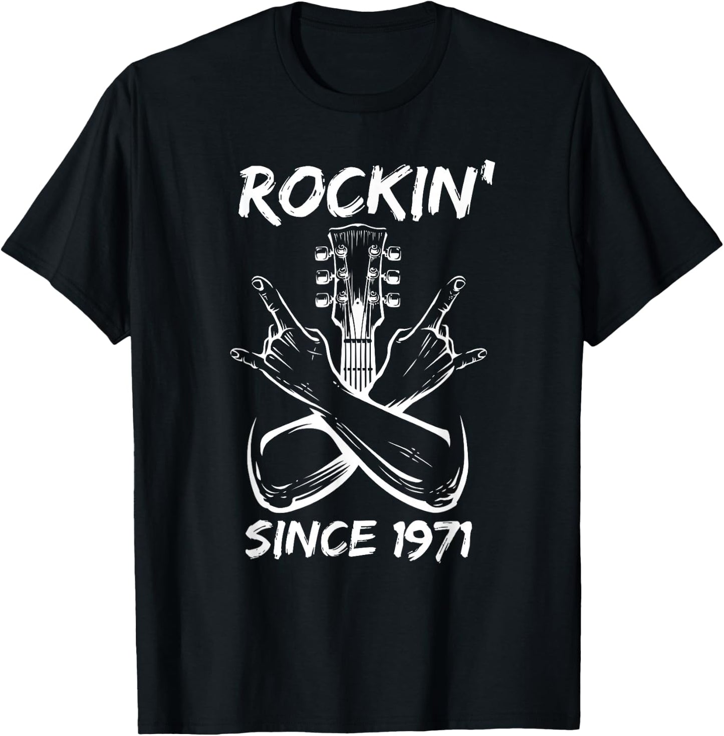 Rockin' Since 1971 Rock 54th Birthday Guitar 54 Years Old T-Shirt - T-Shirt | Black
