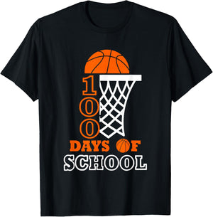 Basketball 100 Days Of School Sport 100th Day Balls Boys Kid T-Shirt - T-Shirt | Black