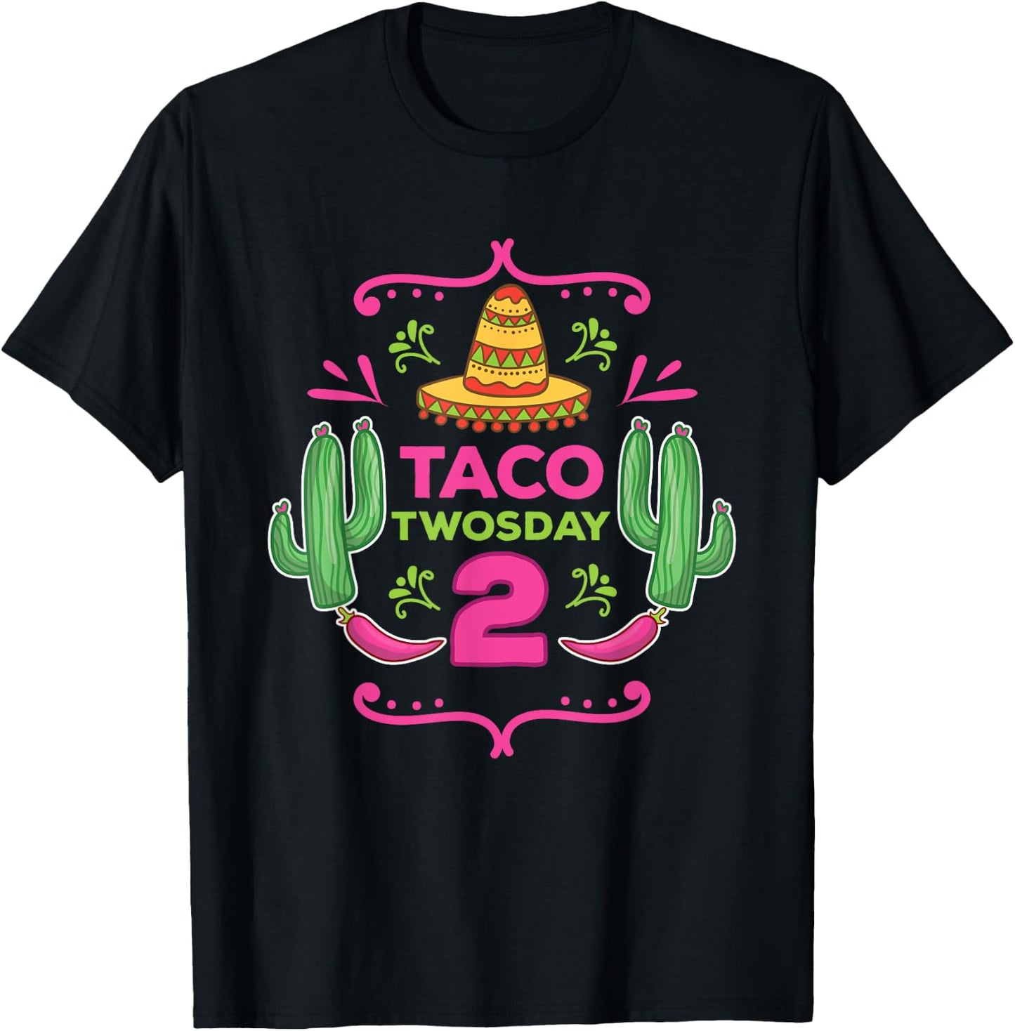 Taco Twosday 2nd Birthday Gift Kids Boy Girl T-Shirt - T-Shirt | Black
