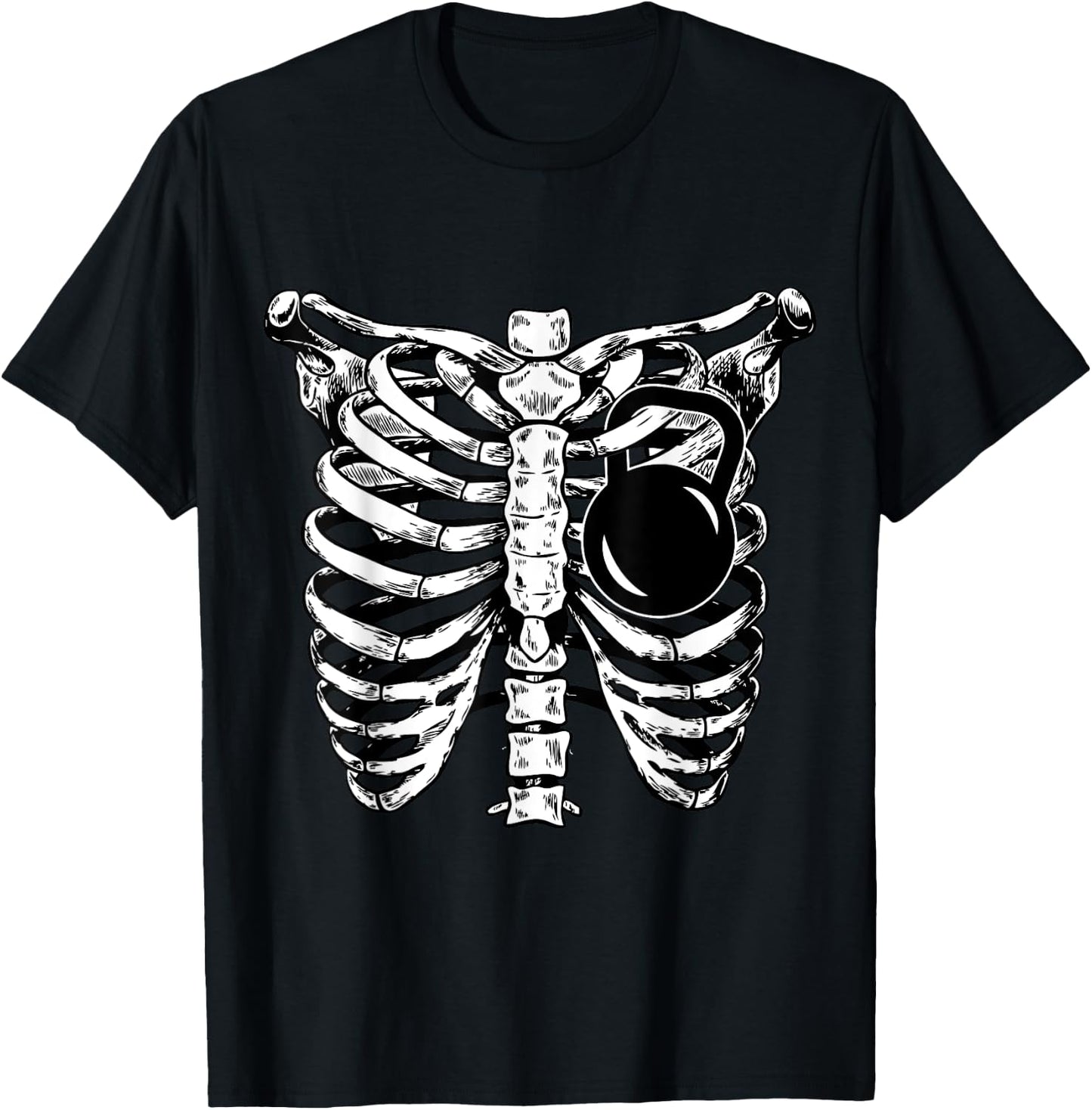 KettleBell Heart Rib Cage Workout Funny Fitness Lover Gift T-Shirt - T-Shirt | Black