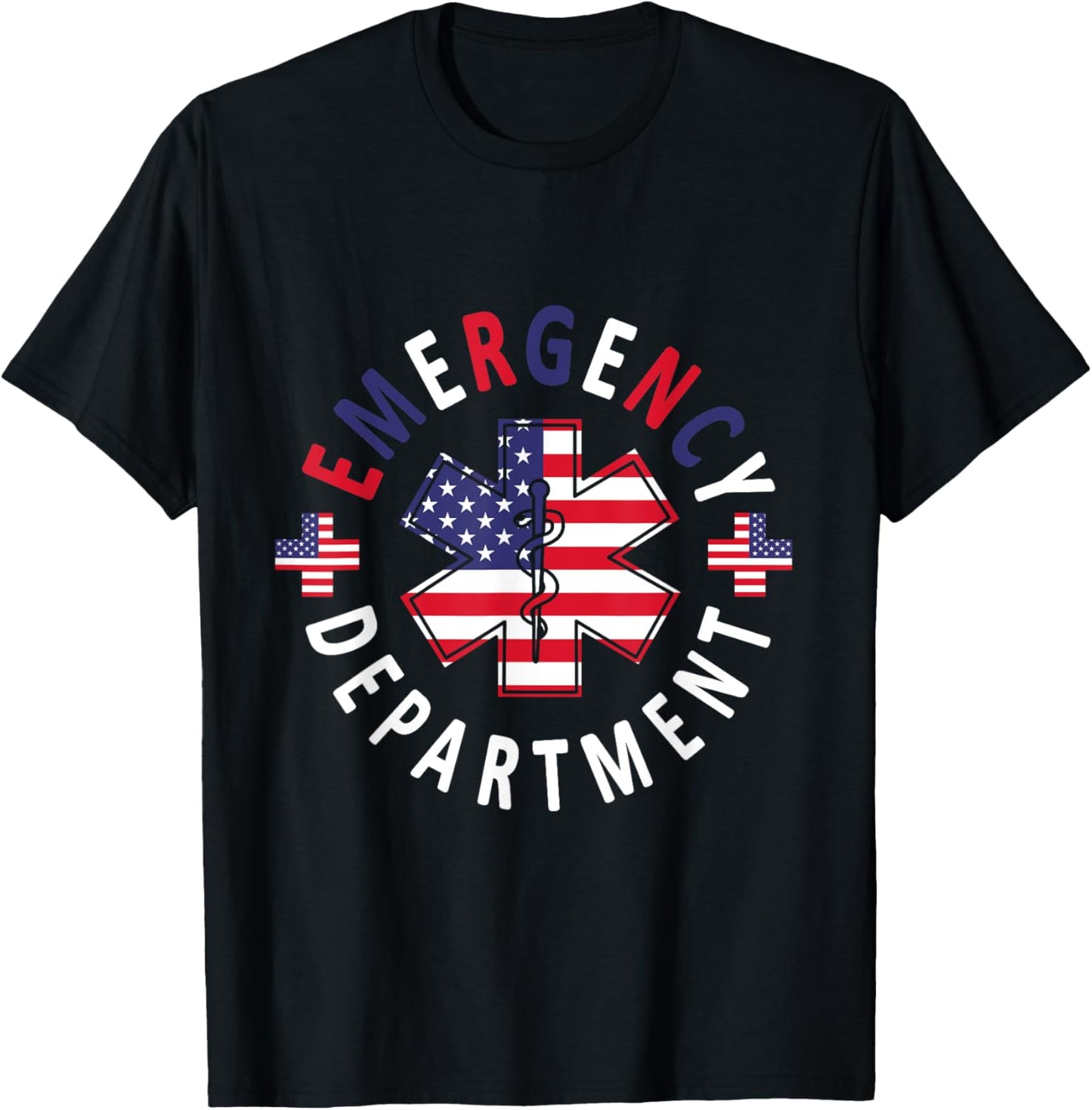 Emergency Department 4th of July USA Emergency Room Nurse T-Shirt - T-Shirt | Black
