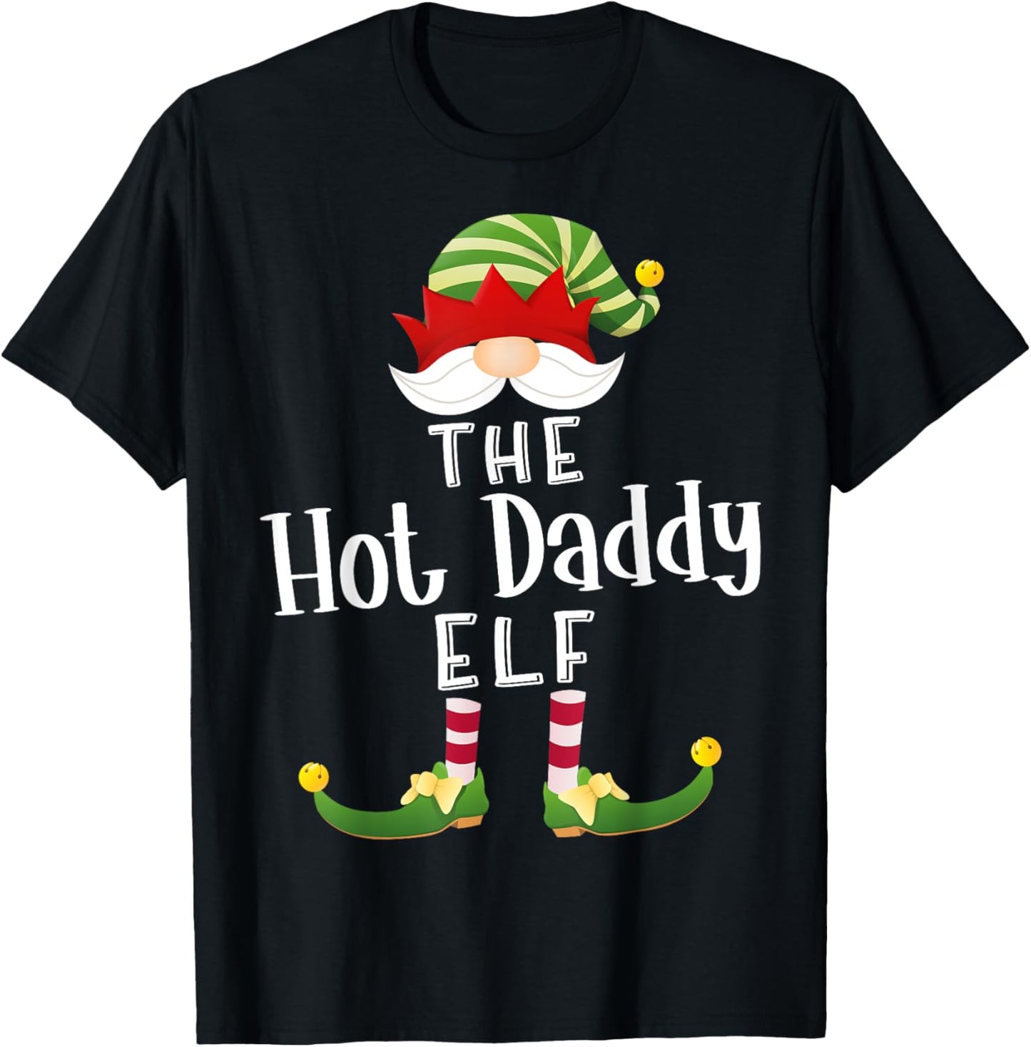 Hot Daddy Elf Group Christmas Funny Pajama Party T-Shirt - T-Shirt | Black